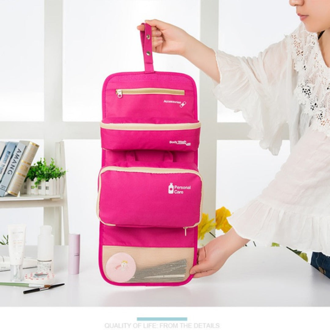 Foldable 3-in-1 Toiletry Organizer in everyday use