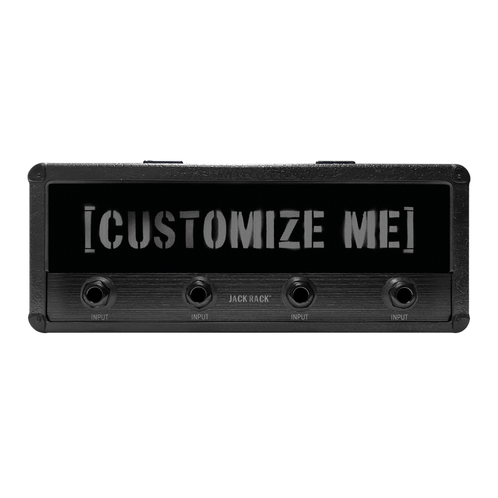 All-black amplifier-style Jack Rackr shell with CUSTOMIZE ME lettering on the front.