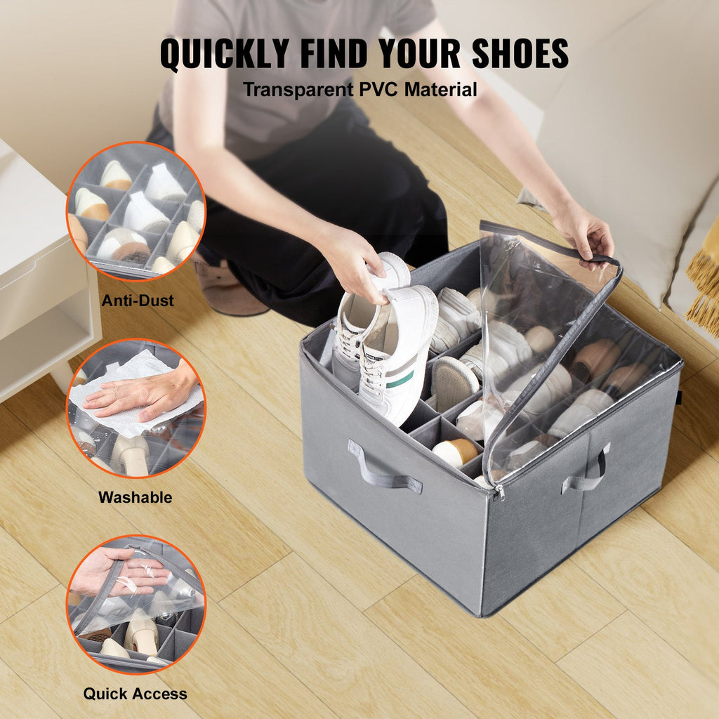 Under-Bed Shoe Organizer with 16 Compartments