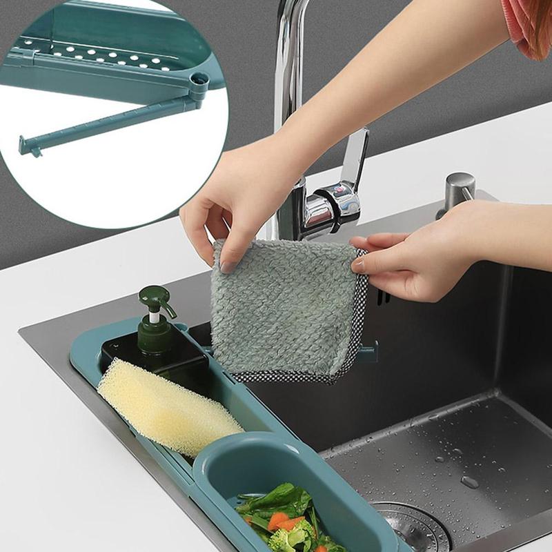 Adjustable Sink Rack & Sponge Caddy
