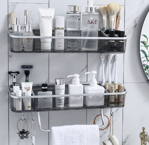 Wall-Mounted Corner Shelf with Towel Bar