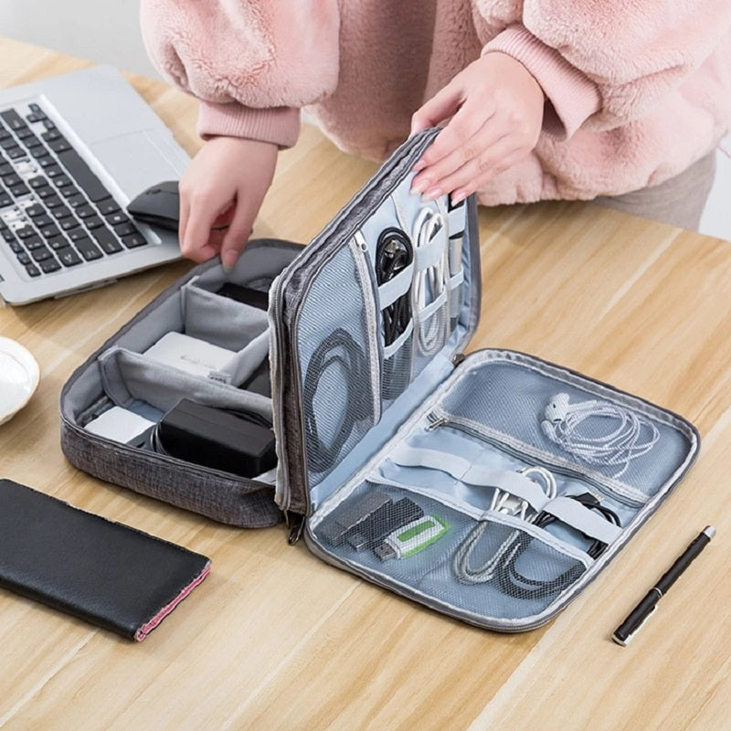 Double-Layer Travel Cable Organizer Bag