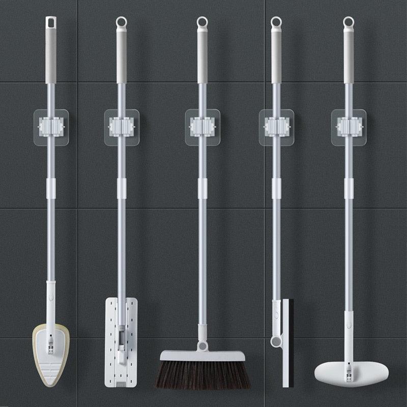 Adhesive Broom & Mop Holders, 2 or 4 Pieces