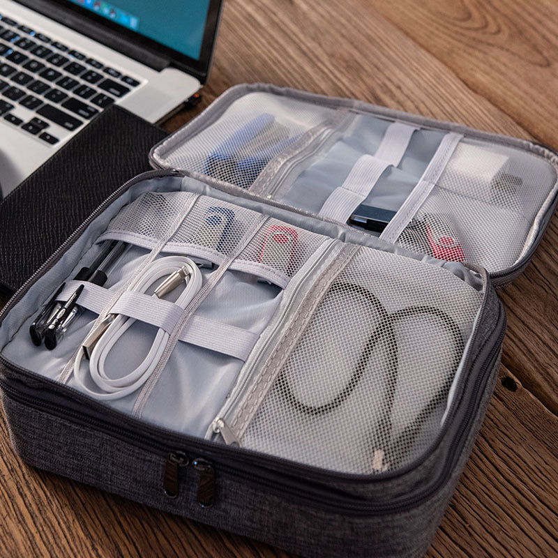 Double-Layer Travel Cable Organizer Bag