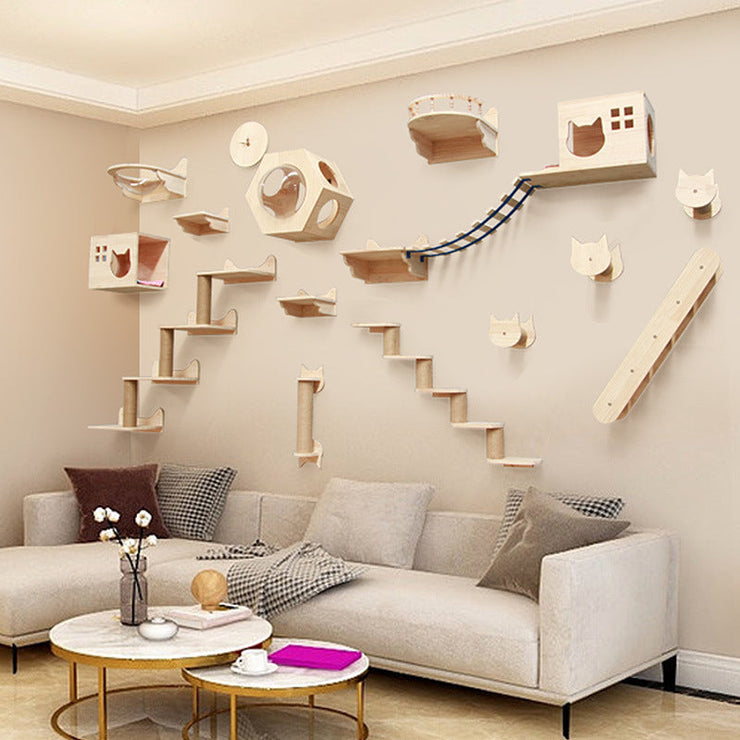 Modular Wall-Mounted Cat Climbing Accessories