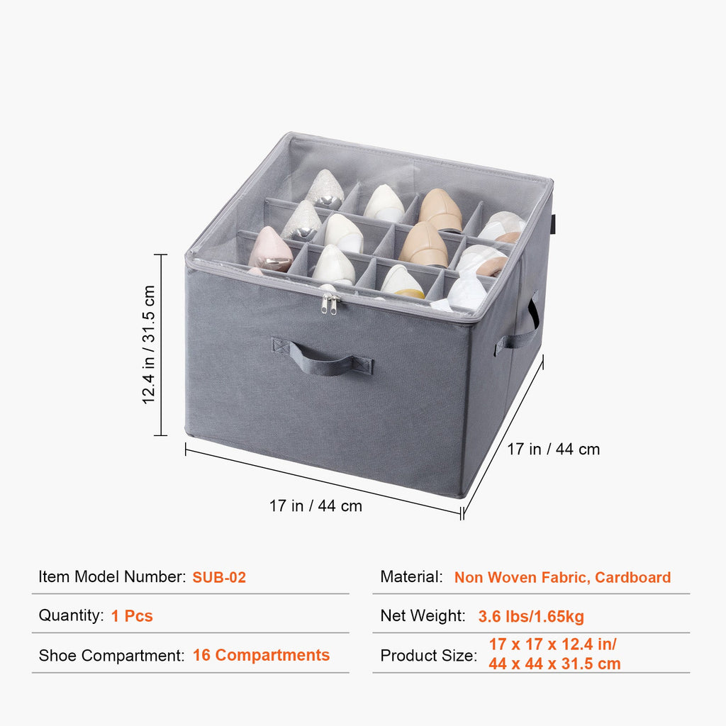 Under-Bed Shoe Organizer with 16 Compartments