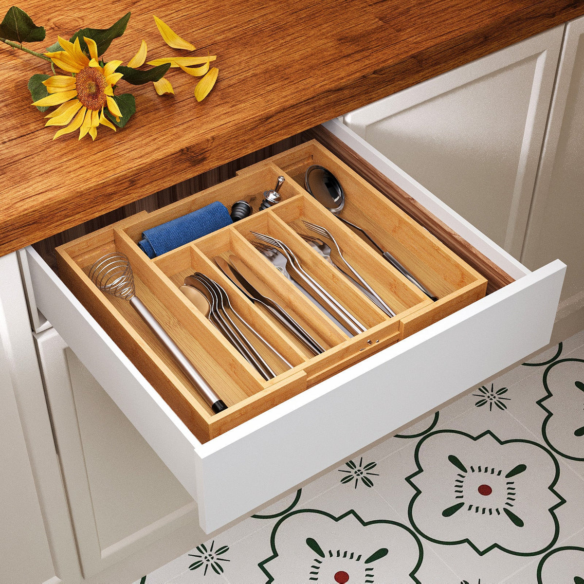 Bamboo Kitchen Utensil Storage Box