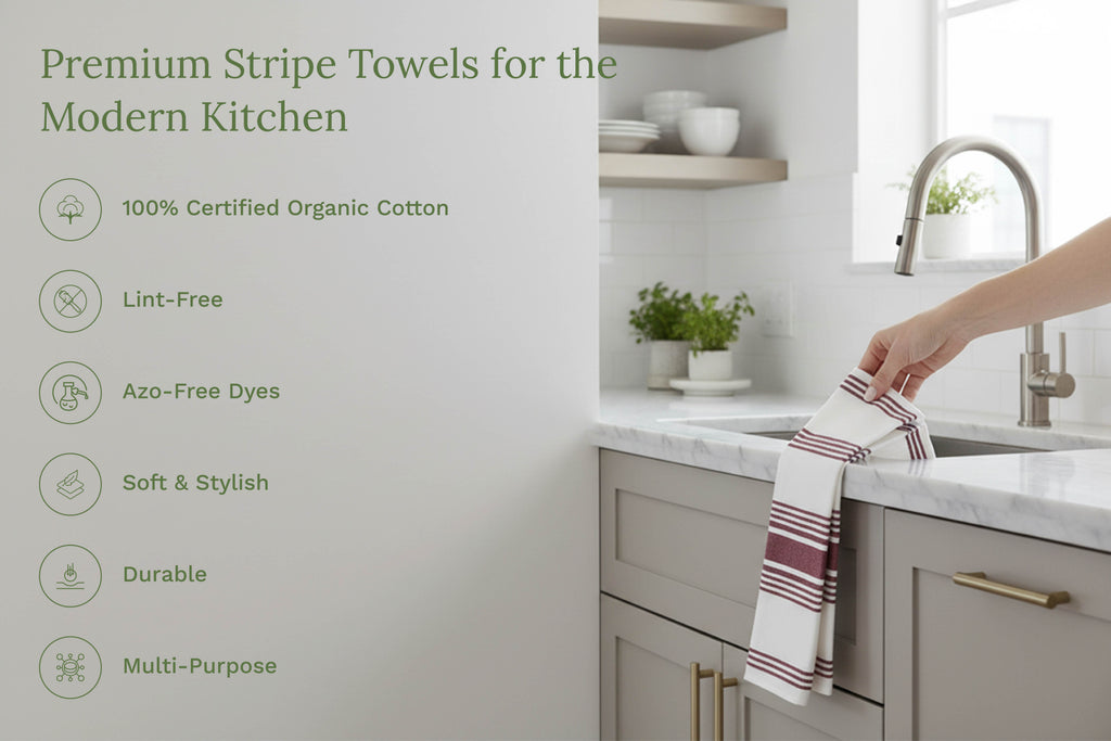 Striped Cotton Kitchen Towels · Set of 6