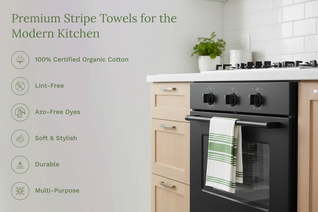Striped Cotton Kitchen Towels · Set of 6
