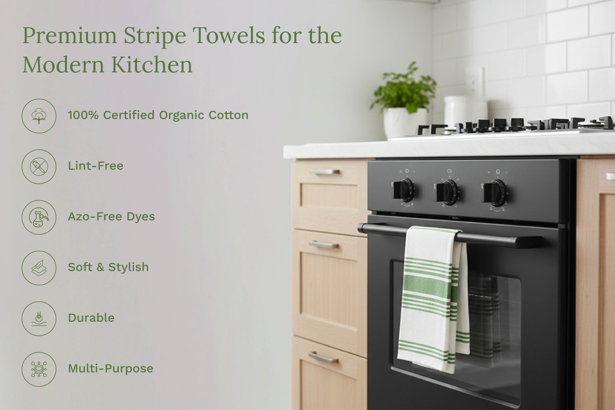 Striped Cotton Kitchen Towels · Set of 6