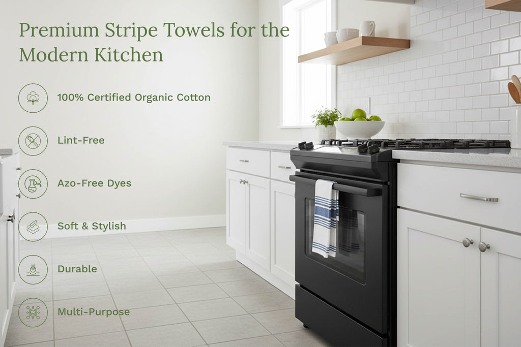 Striped Cotton Kitchen Towels · Set of 6