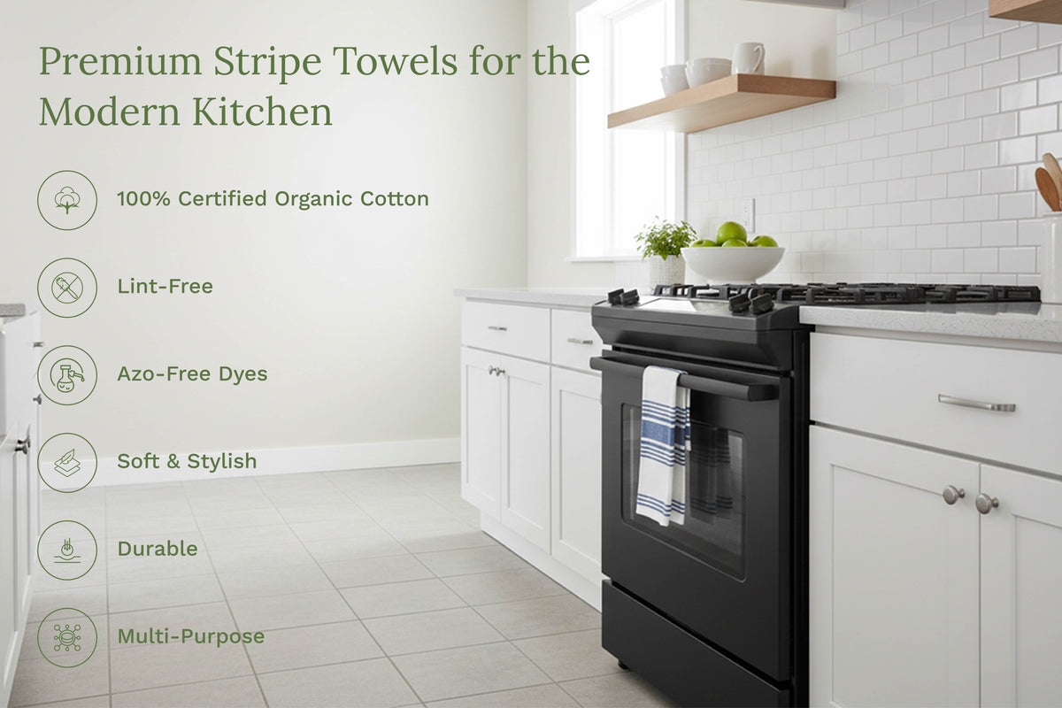 Striped Cotton Kitchen Towels · Set of 6
