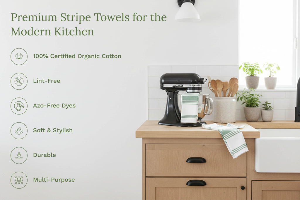 Striped Cotton Kitchen Towels · Set of 6