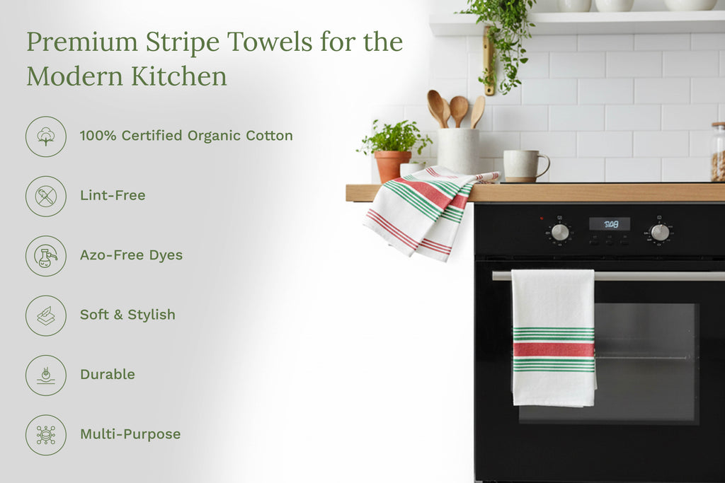 Striped Cotton Kitchen Towels · Set of 6