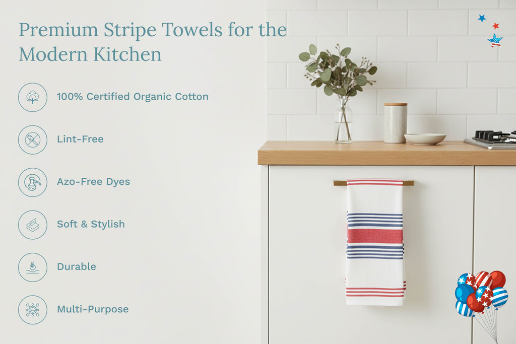 Striped Cotton Kitchen Towels · Set of 6