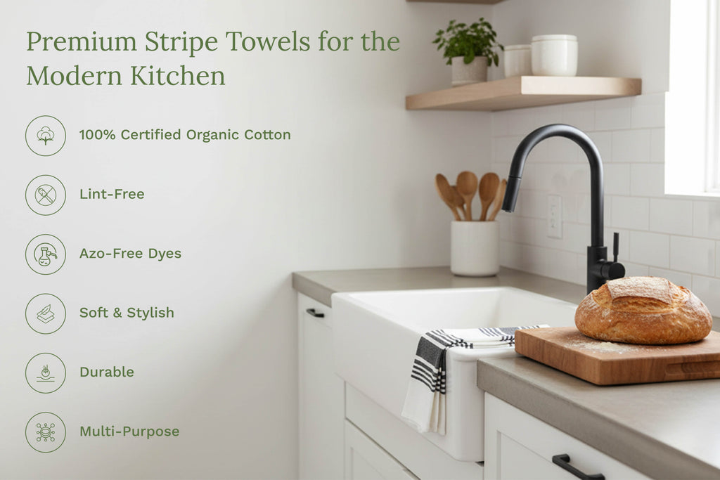 Striped Cotton Kitchen Towels · Set of 6