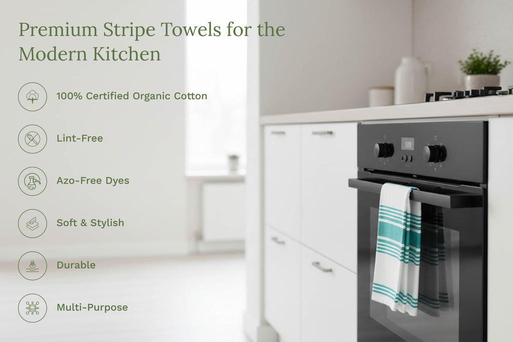 Striped Cotton Kitchen Towels · Set of 6