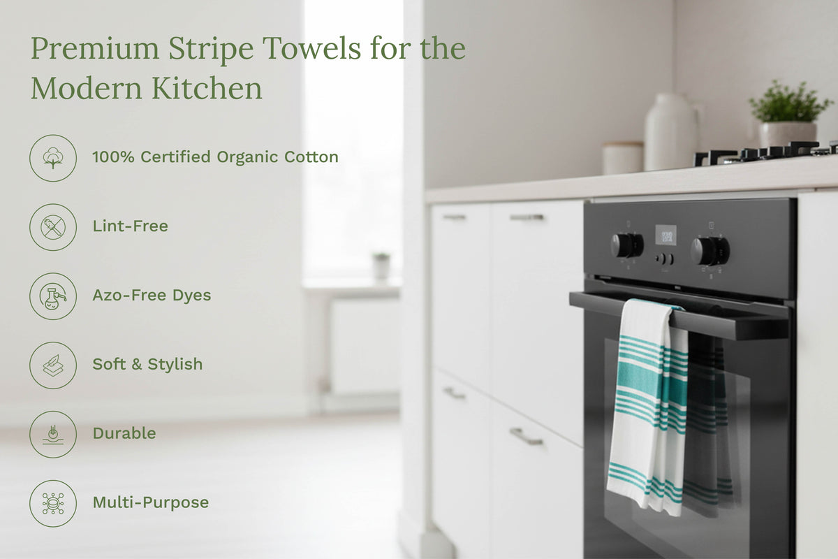 Striped Cotton Kitchen Towels · Set of 6