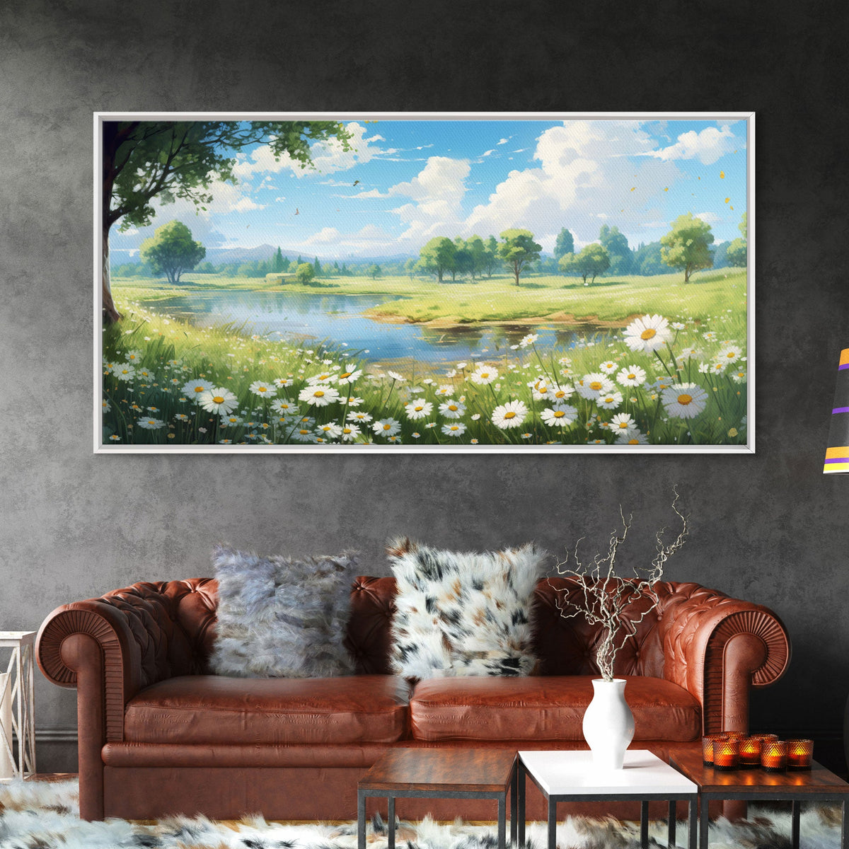 Wildflower Meadow Landscape Canvas Wall Art