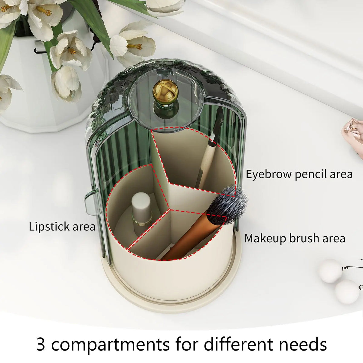 YOOLENS Rotating Makeup Brush Holder with Lid