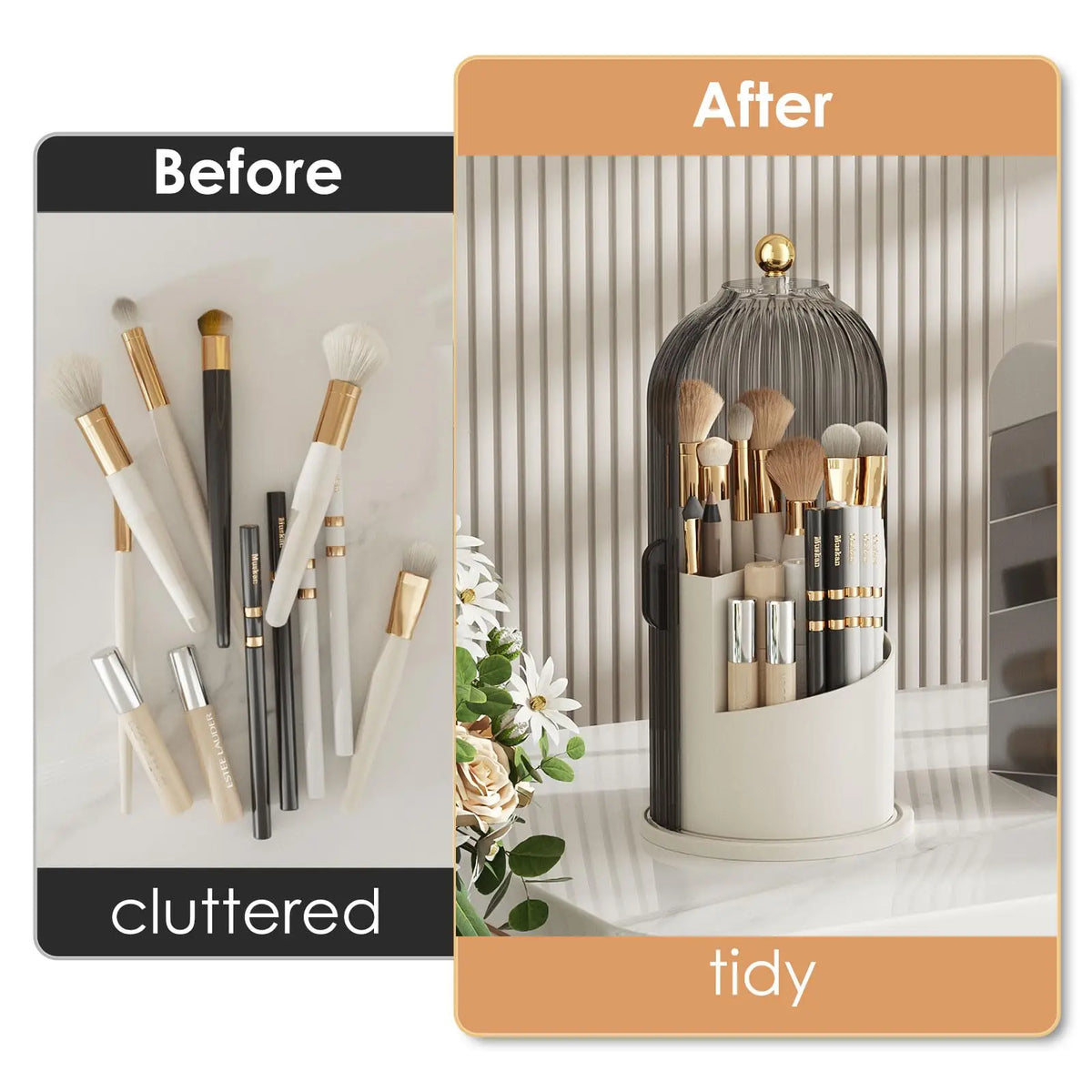 YOOLENS Rotating Makeup Brush Holder with Lid