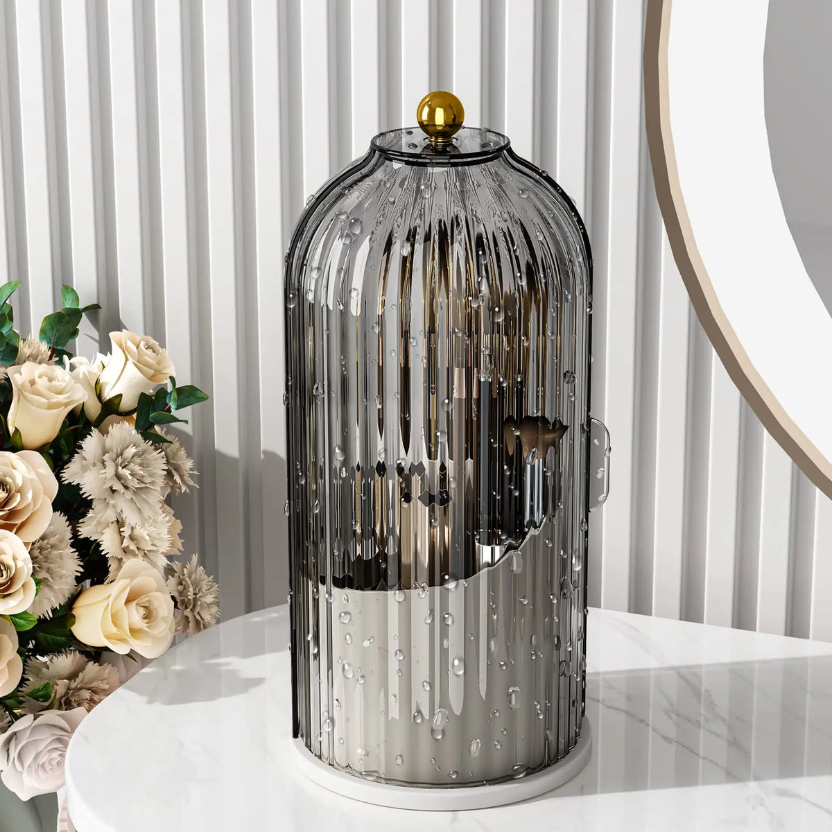 YOOLENS Rotating Makeup Brush Holder with Lid