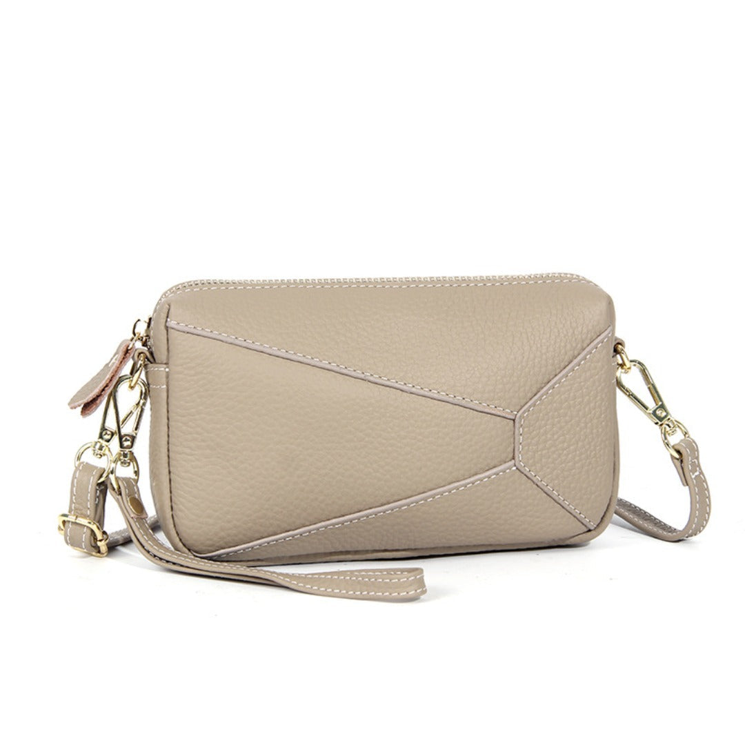 Pebbled Leather Wristlet & Crossbody Bag in everyday use