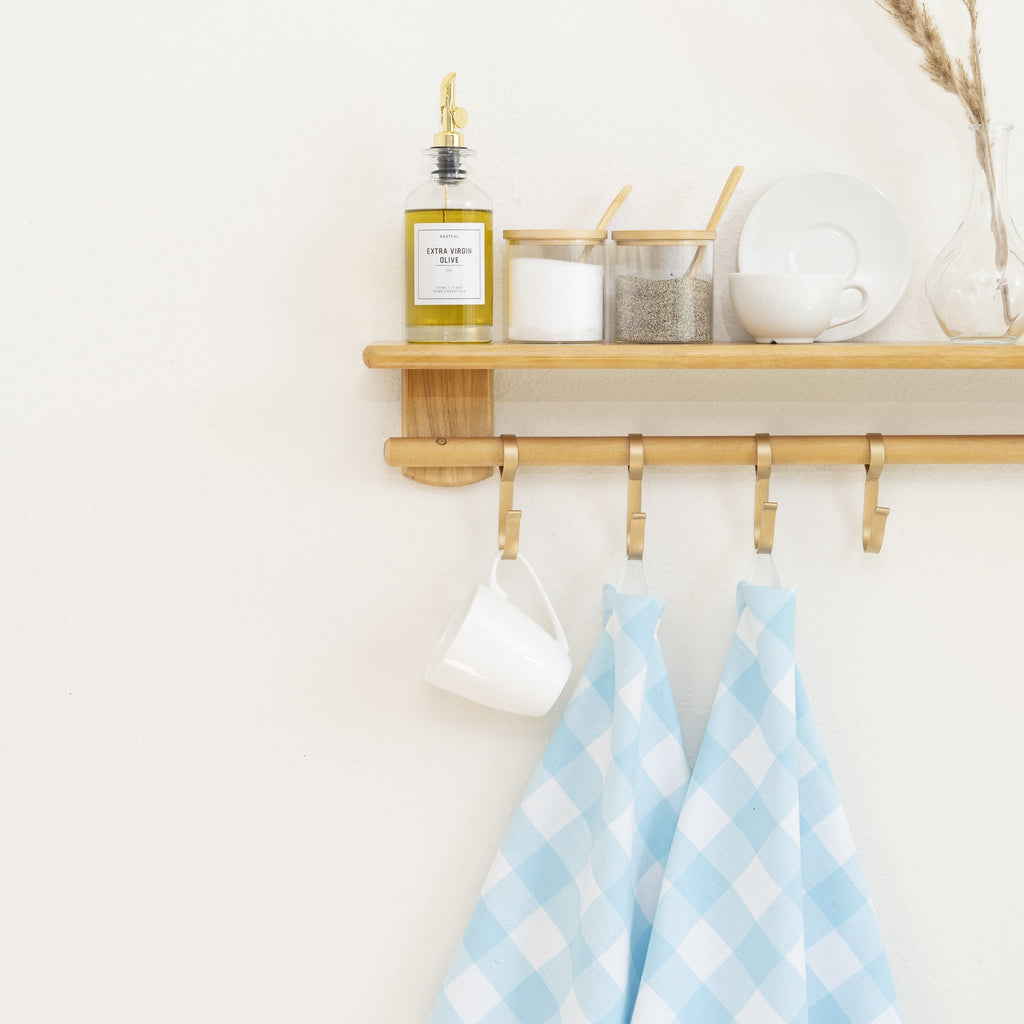 Plaid Cotton Kitchen Towels, Set of 6