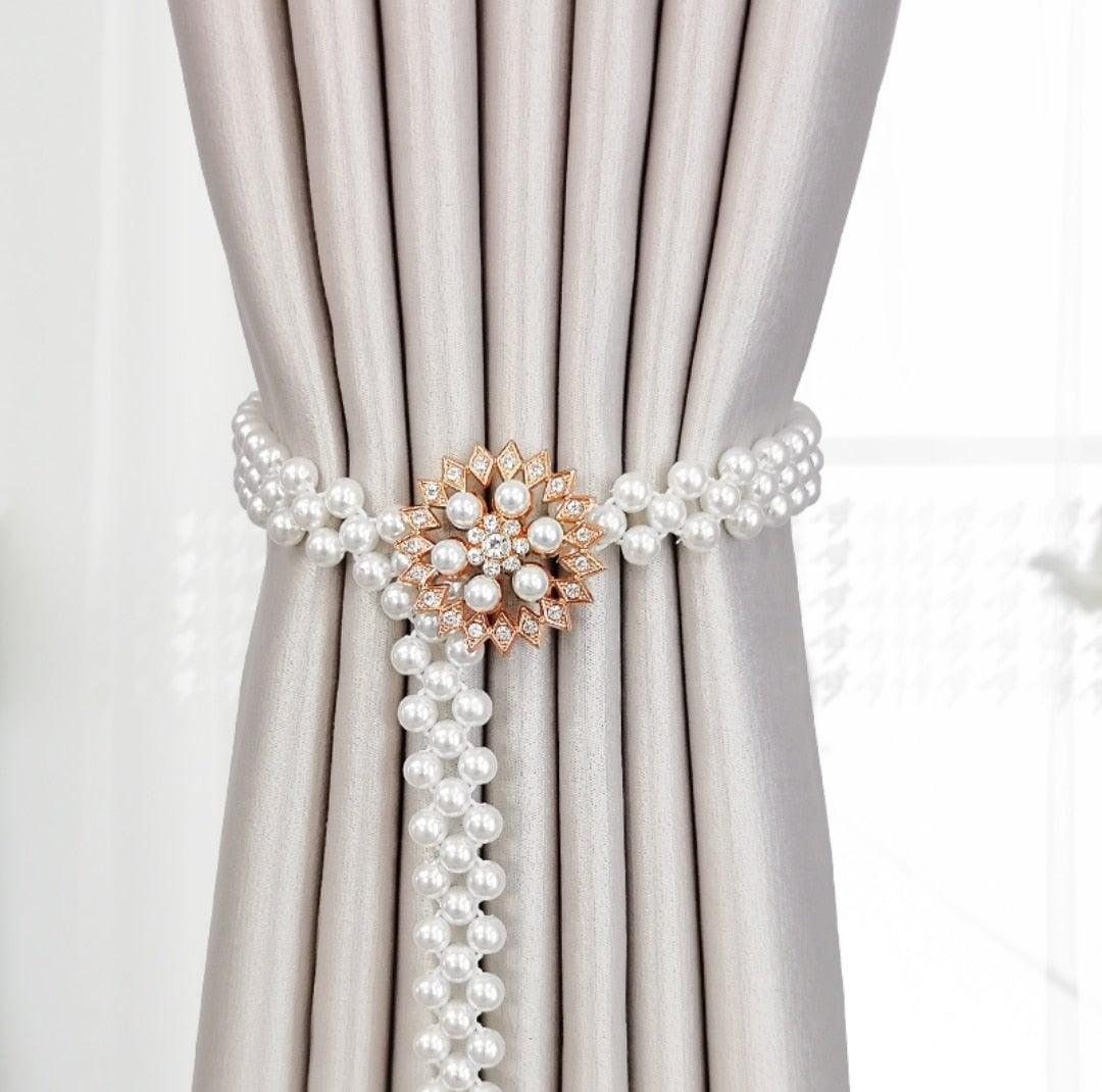Elastic Curtain Tiebacks with Decorative Buckle