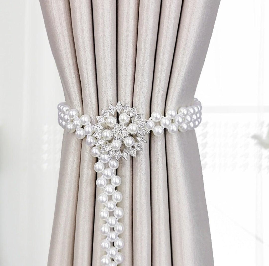Elastic Curtain Tiebacks with Decorative Buckle