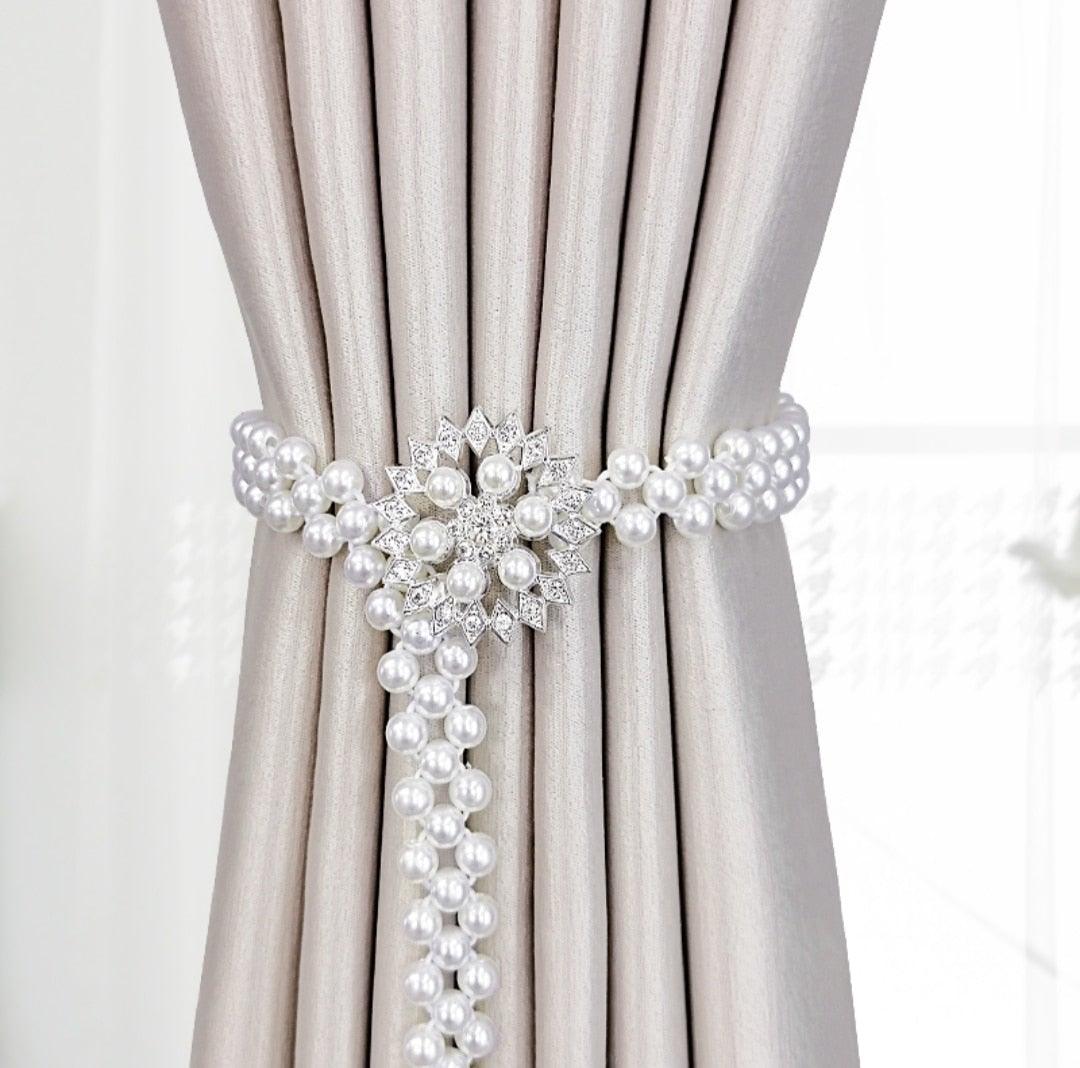 Elastic Curtain Tiebacks with Decorative Buckle
