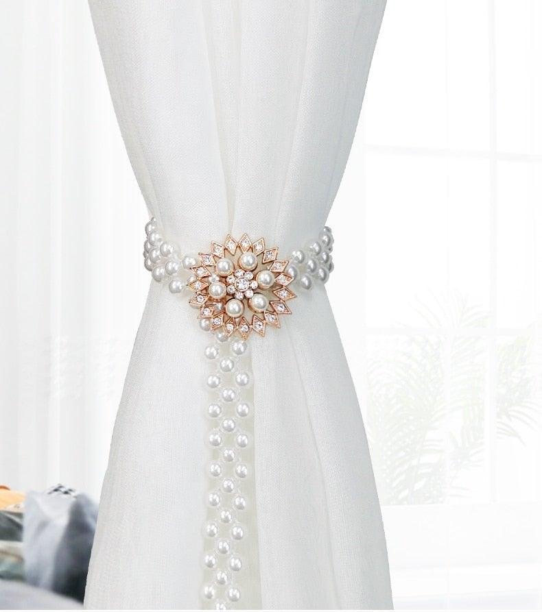 Elastic Curtain Tiebacks with Decorative Buckle