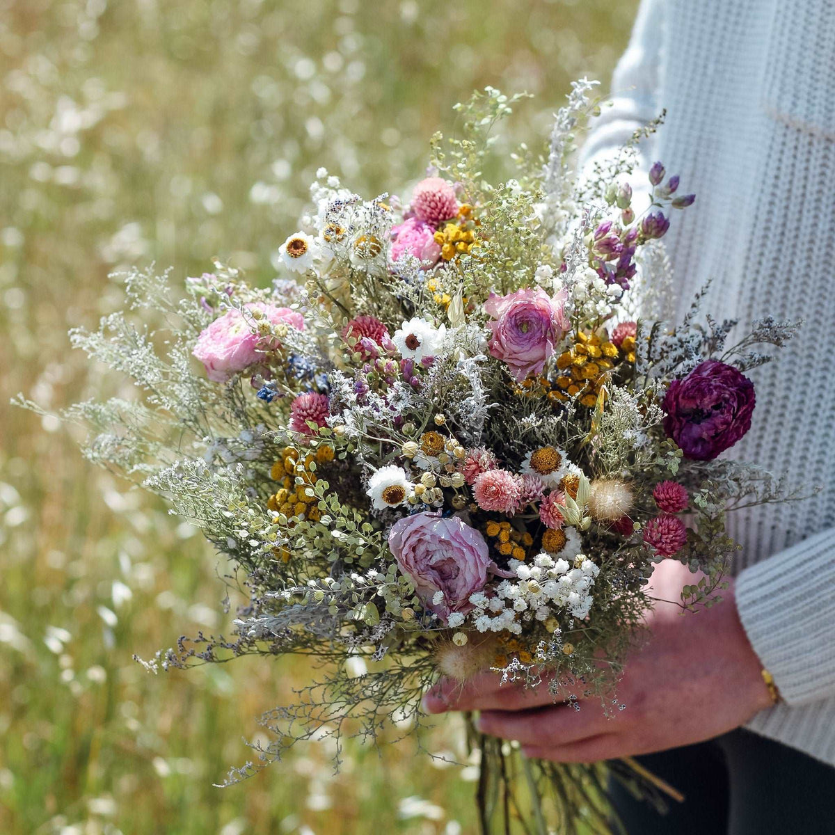 Dried Ranunculus & Wildflower Arrangement