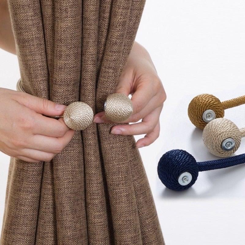 Magnetic Curtain Tiebacks with Pearl-Ball Accents