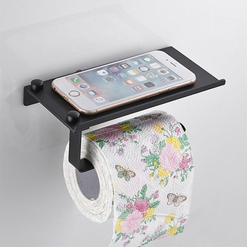 Wall-Mounted Toilet Paper Holder with Shelf