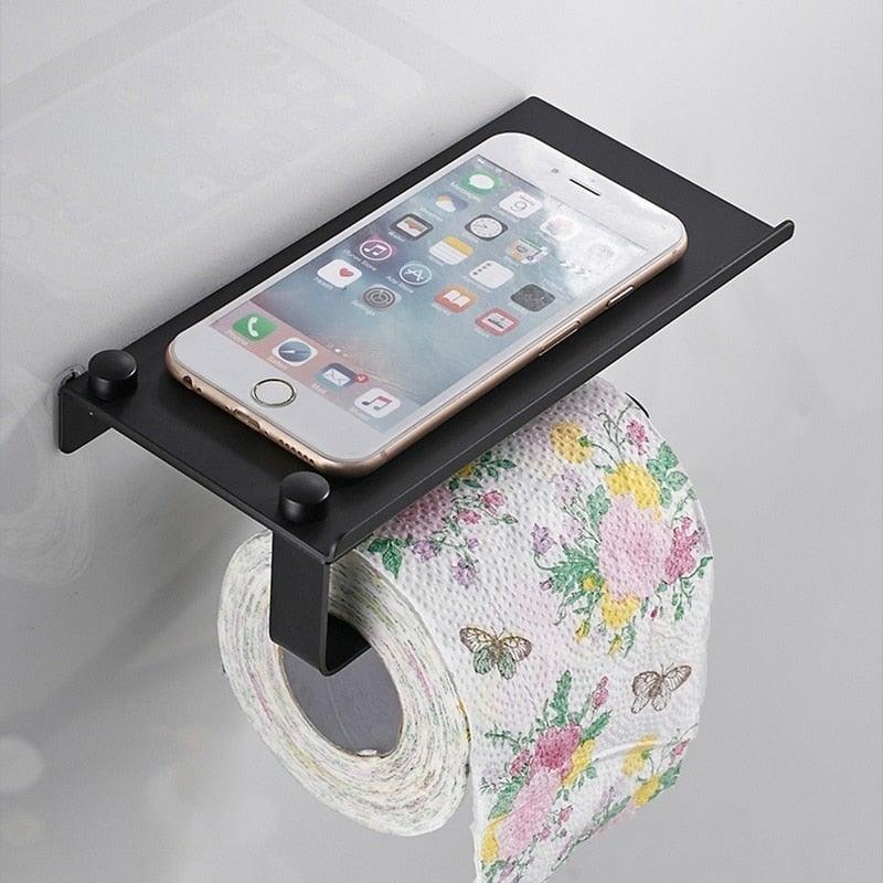 Wall-Mounted Toilet Paper Holder with Shelf