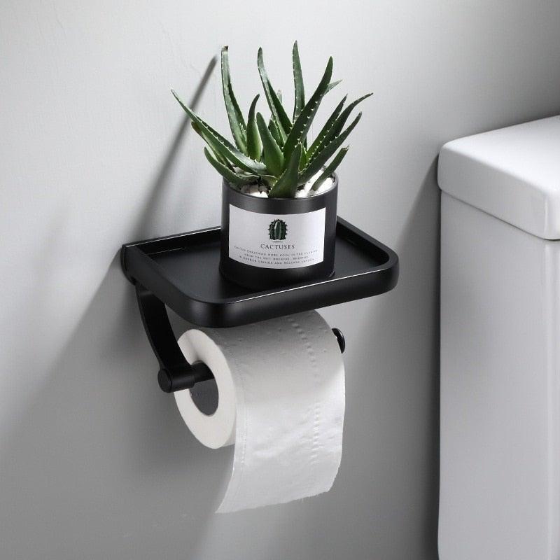 Wall-Mounted Toilet Paper Holder with Shelf