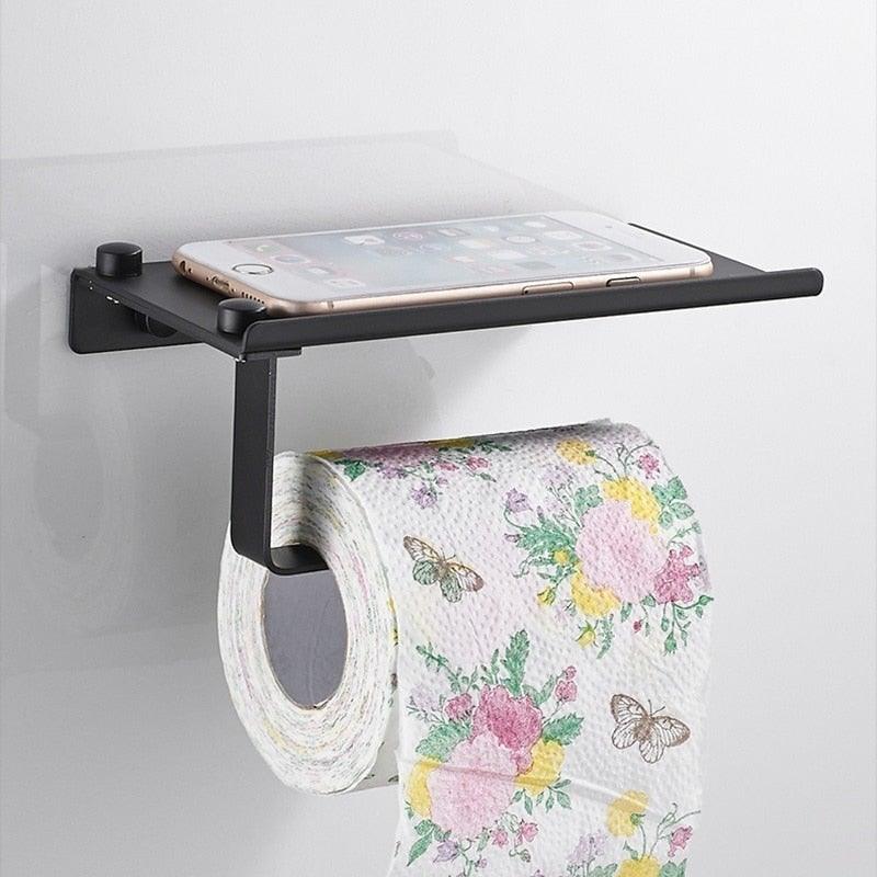 Wall-Mounted Toilet Paper Holder with Shelf