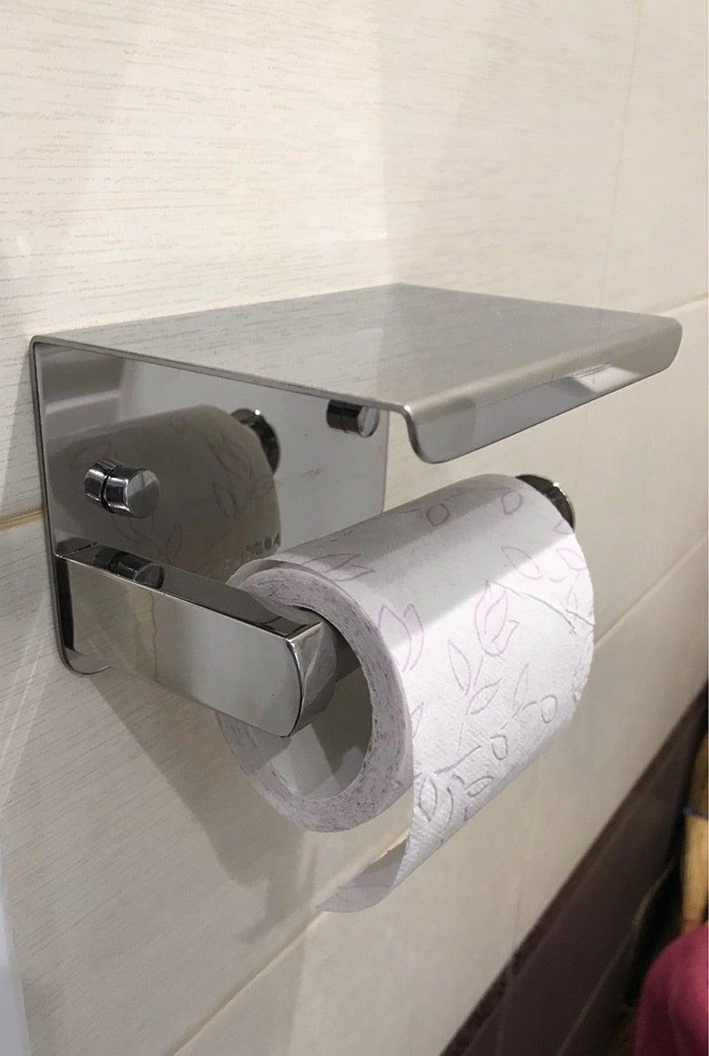 Wall-Mounted Toilet Paper Holder with Shelf