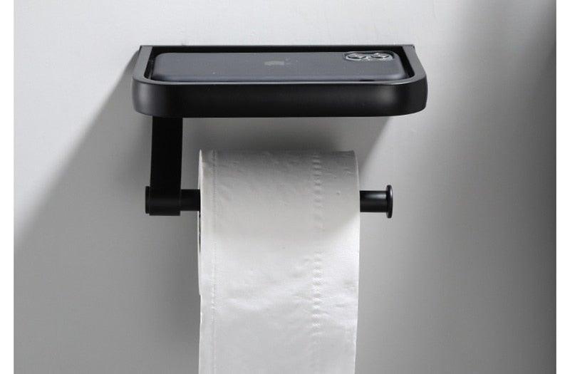 Wall-Mounted Toilet Paper Holder with Shelf