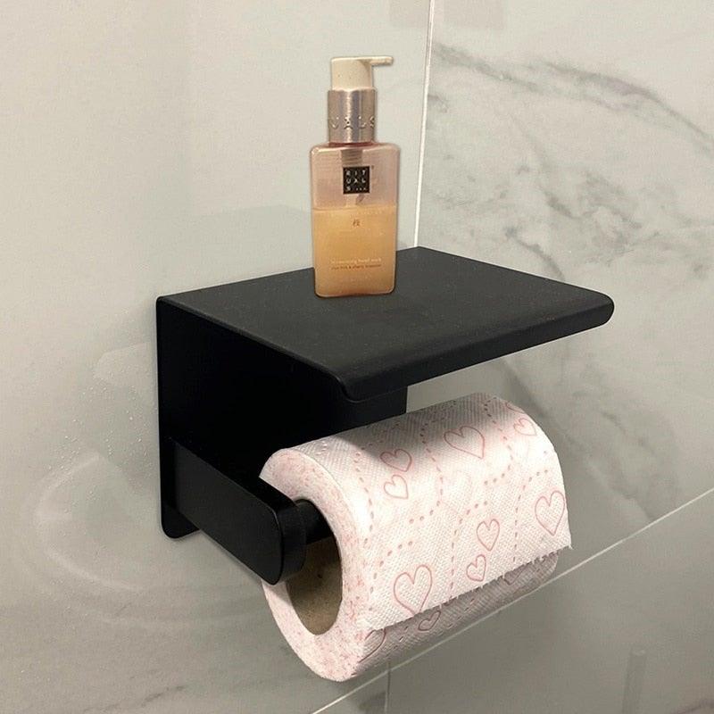 Wall-Mounted Toilet Paper Holder with Shelf