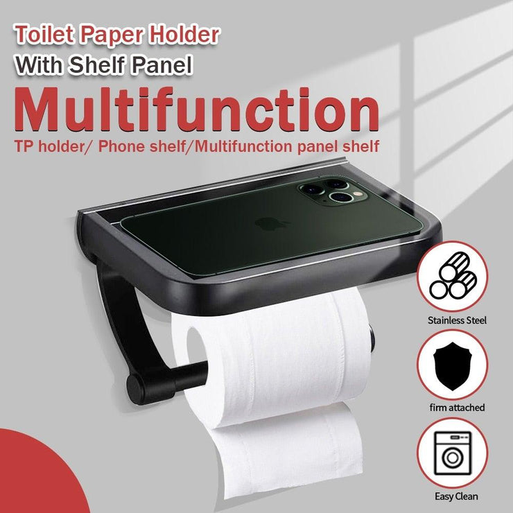 Wall-Mounted Toilet Paper Holder with Shelf
