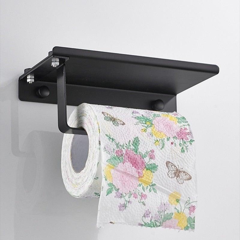 Wall-Mounted Toilet Paper Holder with Shelf