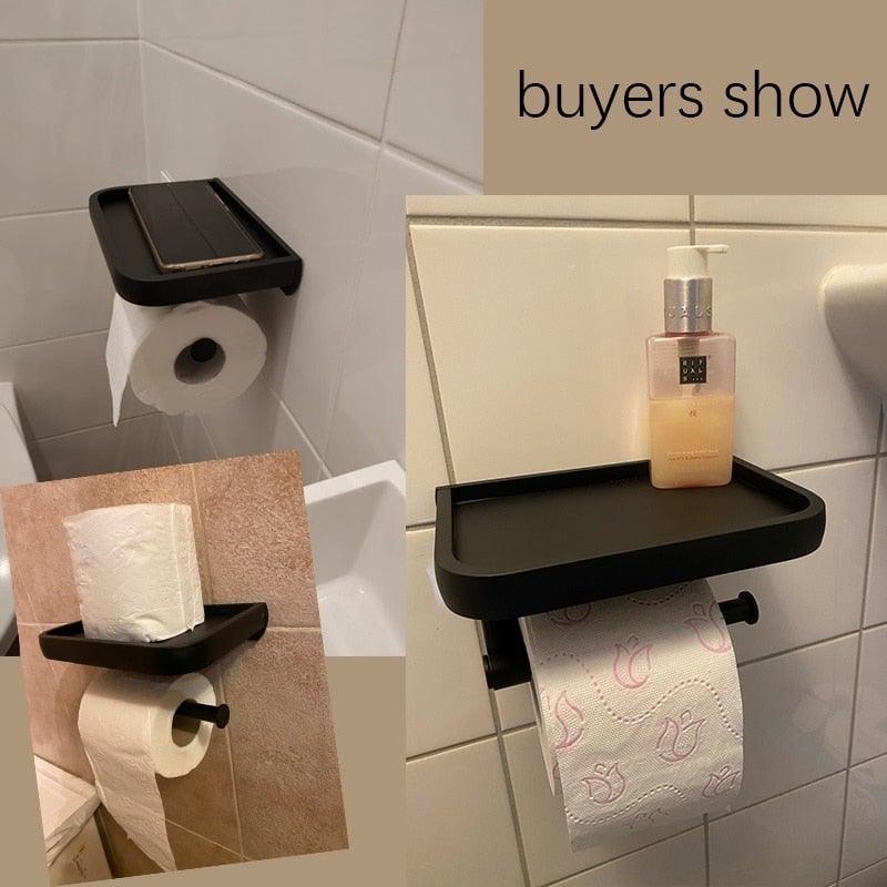 Wall-Mounted Toilet Paper Holder with Shelf