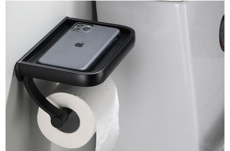Wall-Mounted Toilet Paper Holder with Shelf