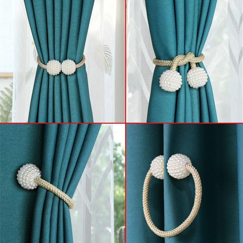 Pearl-Bead Magnetic Curtain Tiebacks