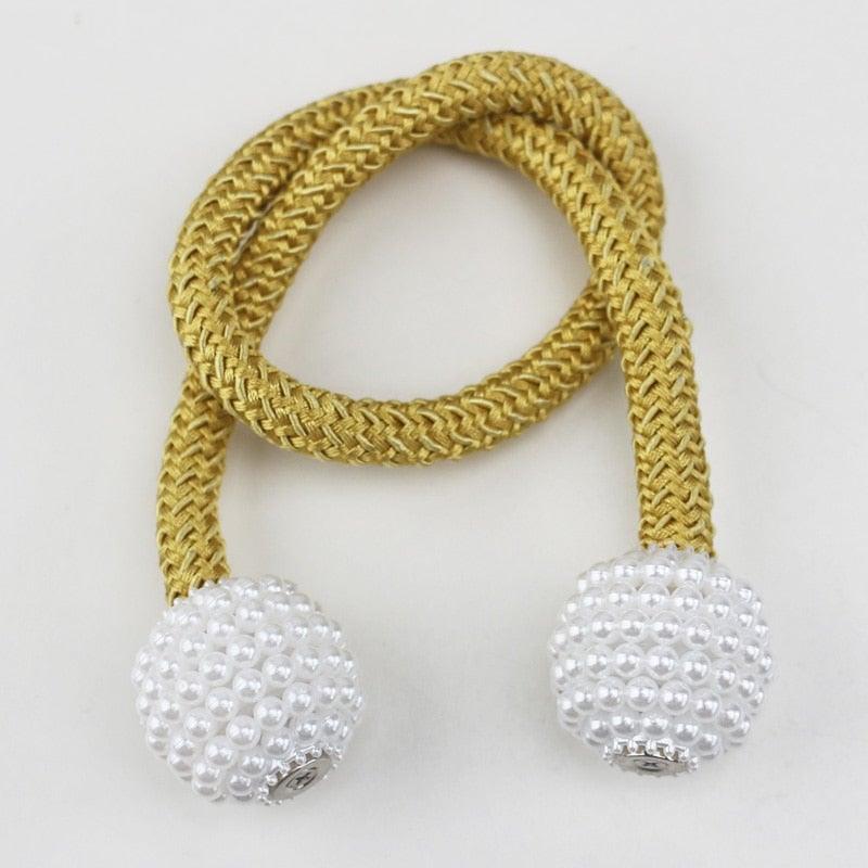 Pearl-Bead Magnetic Curtain Tiebacks