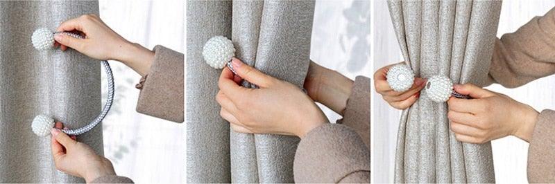 Pearl-Bead Magnetic Curtain Tiebacks
