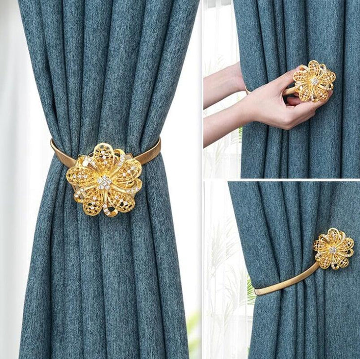 Crystal Flower Magnetic Curtain Tiebacks